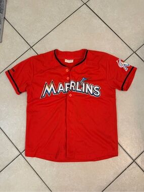 Match Kids Red Marlins Baseball Jersey
